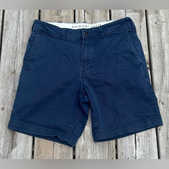 American Eagle Outfitters Navy Blue Flat Front Slim Workwear Style Shorts 29 - Picture 1 of 8